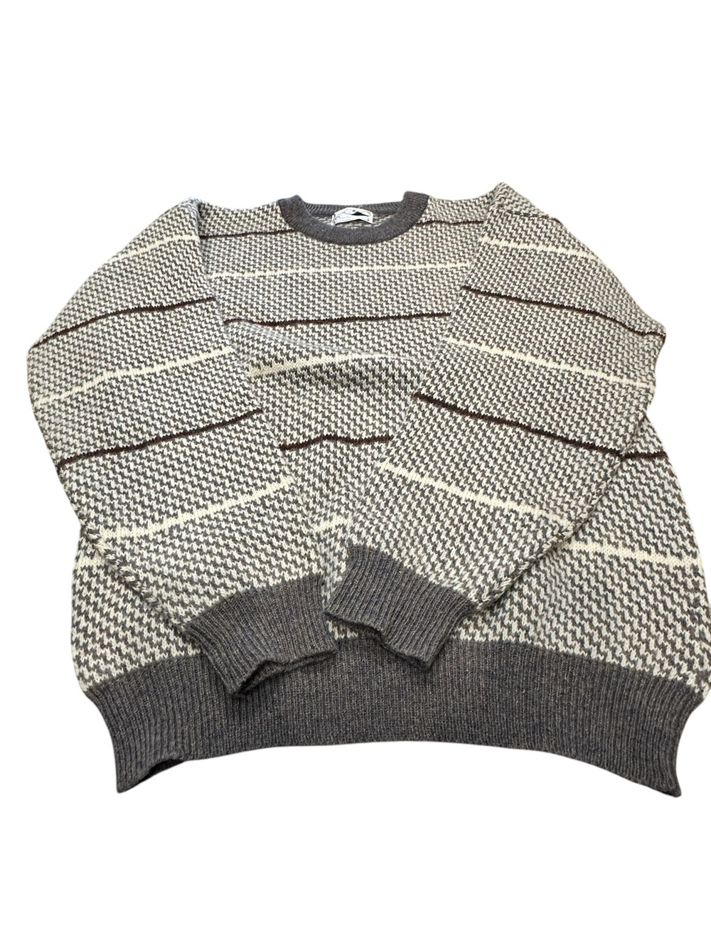 Christian Dior Men’s 100% Wool Striped Neutral Long Sleeve Sweater